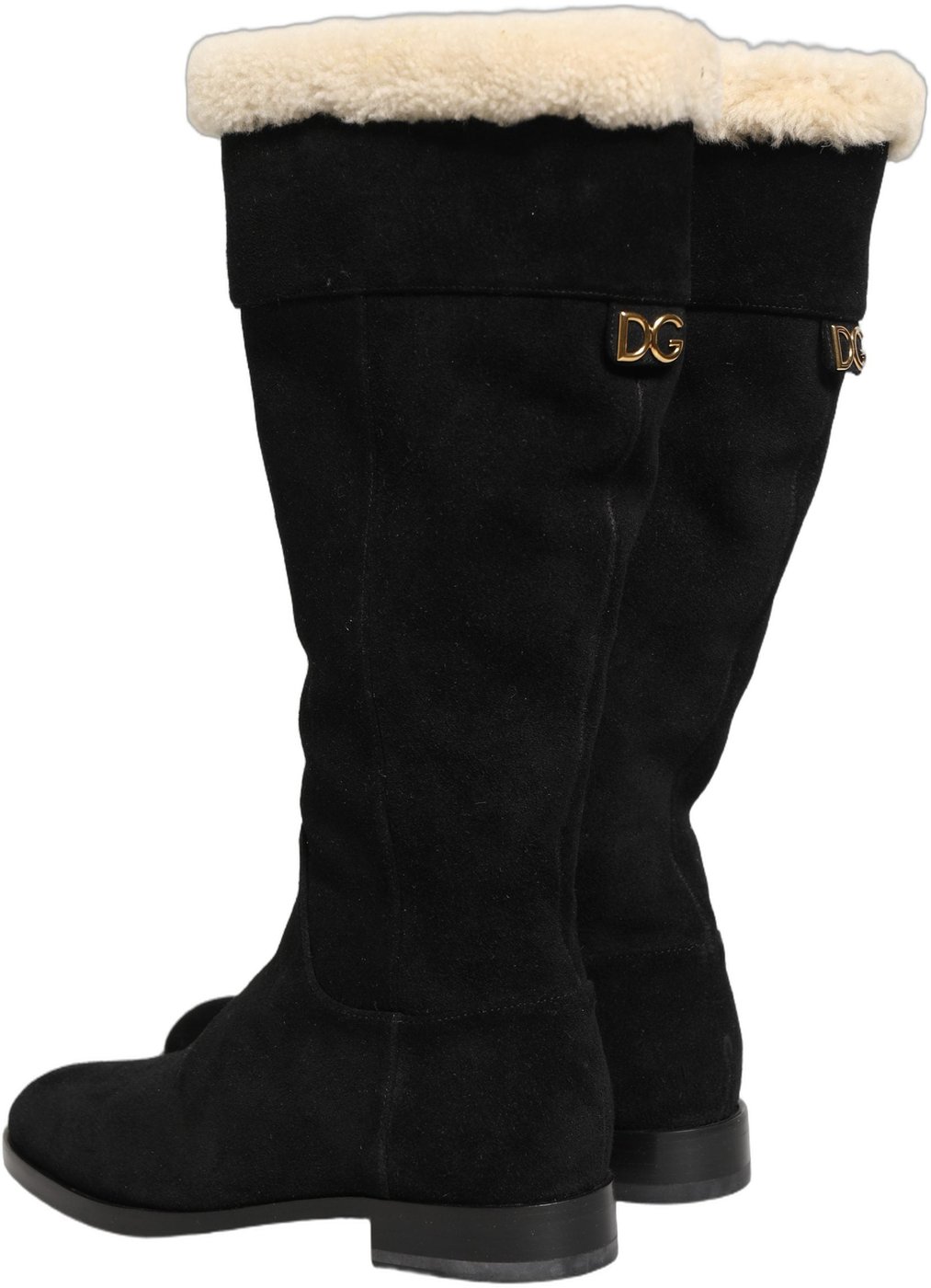 Dolce & Gabbana Suede Leather Knee High Boots Black