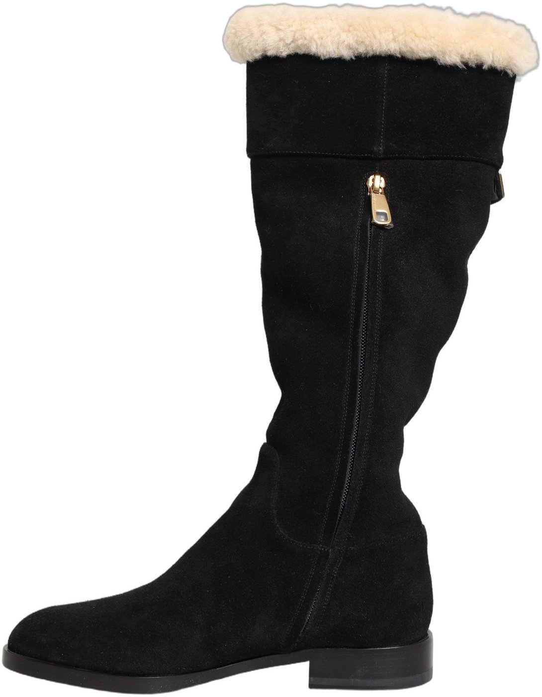 Dolce & Gabbana Suede Leather Knee High Boots Black
