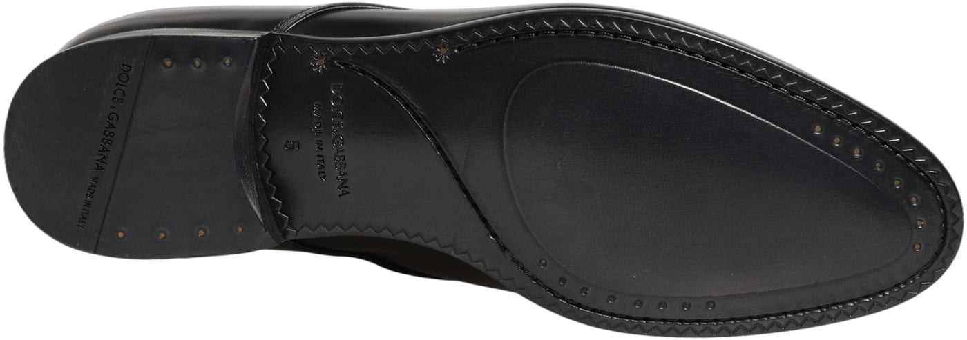 Dolce & Gabbana Black Leather Lace Up Derby Dress Shoes