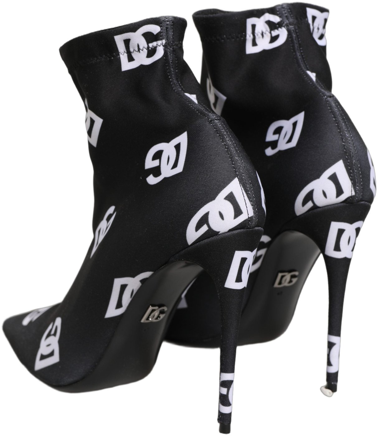 Dolce & Gabbana Black Logo Stretch Heels Ankle Boots Shoes