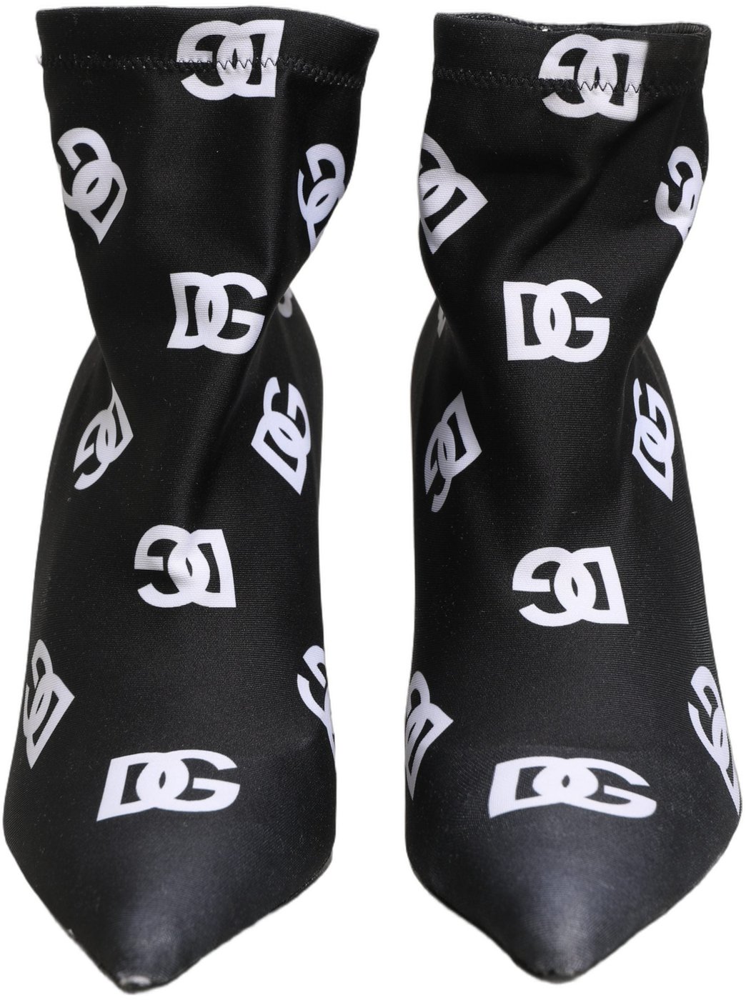 Dolce & Gabbana Black Logo Stretch Heels Ankle Boots Shoes
