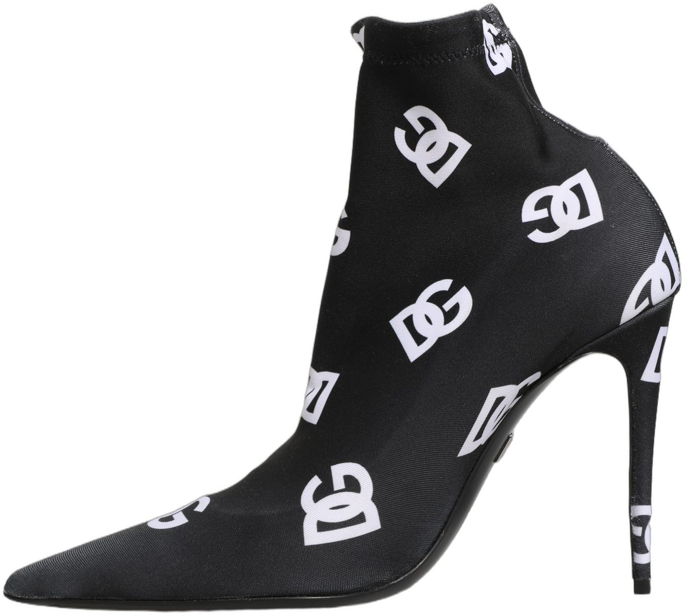 Dolce & Gabbana Black Logo Stretch Heels Ankle Boots Shoes