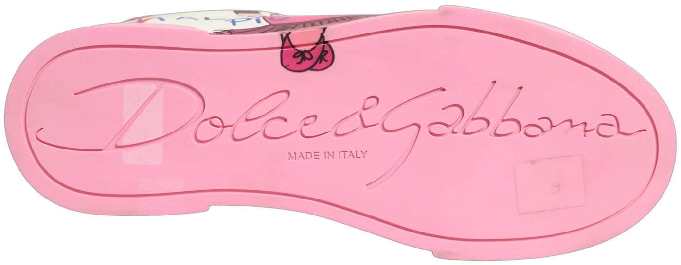 Dolce & Gabbana White Pink Portofino Royal Pig Sneakers Shoes