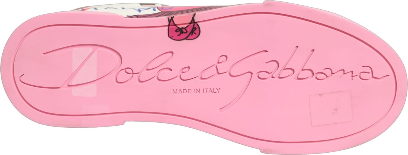 Dolce & Gabbana White Pink Portofino Royal Pig Sneakers Shoes