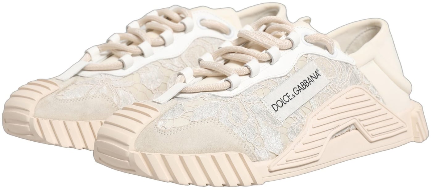 Dolce & Gabbana White Lace NS1 Low Top Sneaker Sports Shoes