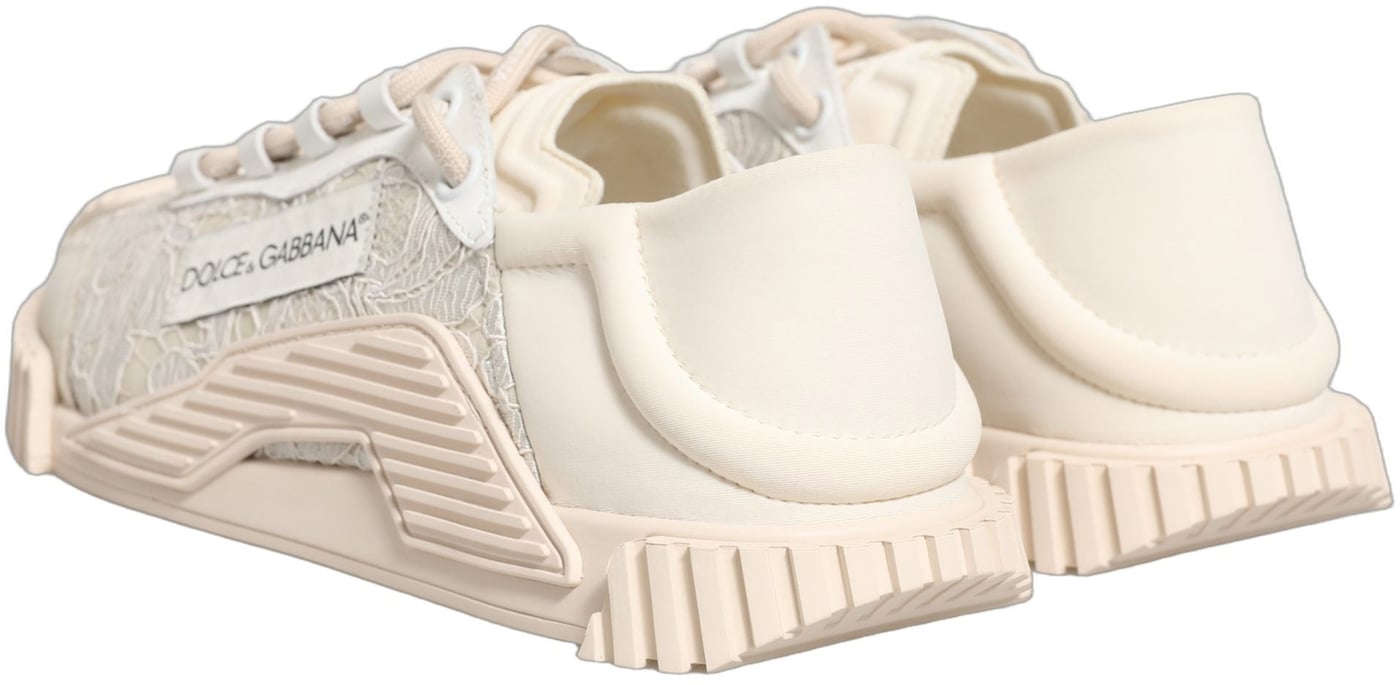 Dolce & Gabbana White Lace NS1 Low Top Sneaker Sports Shoes