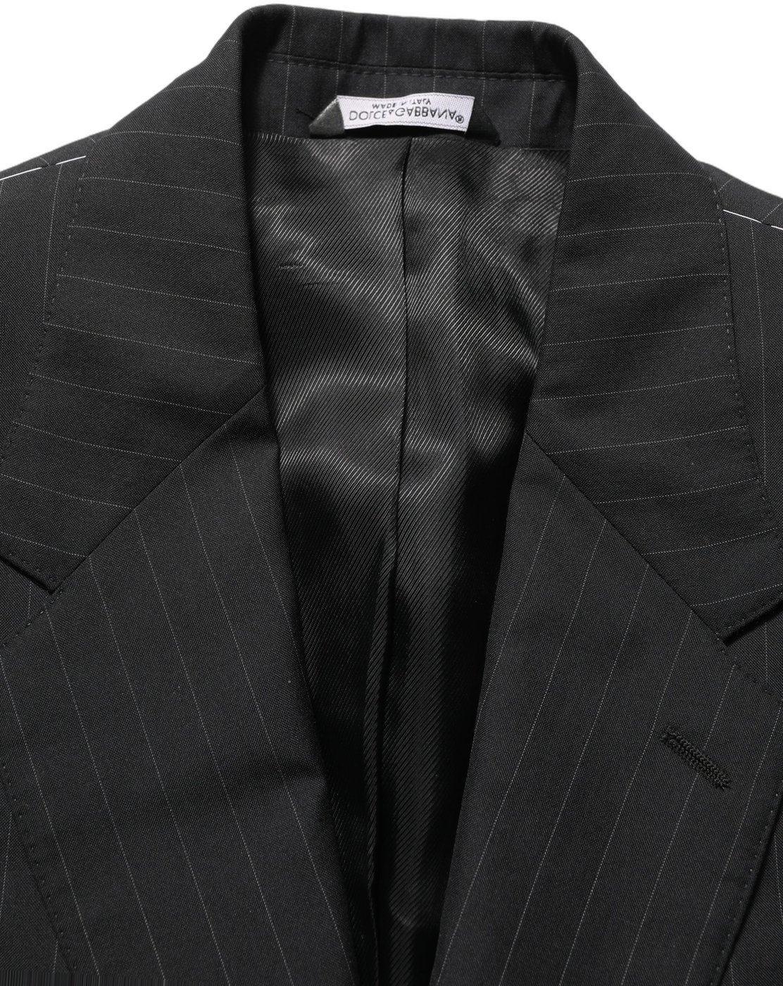 Dolce & Gabbana Dark Gray Stripes Wool Single Breasted Blazer