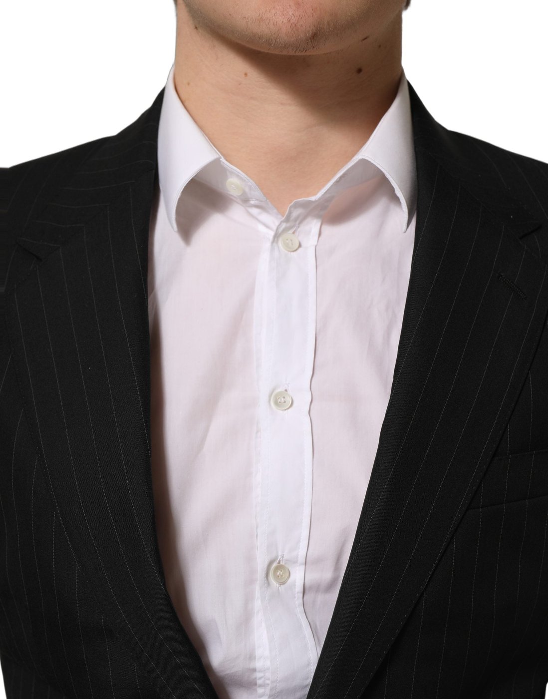 Dolce & Gabbana Dark Gray Stripes Wool Single Breasted Blazer