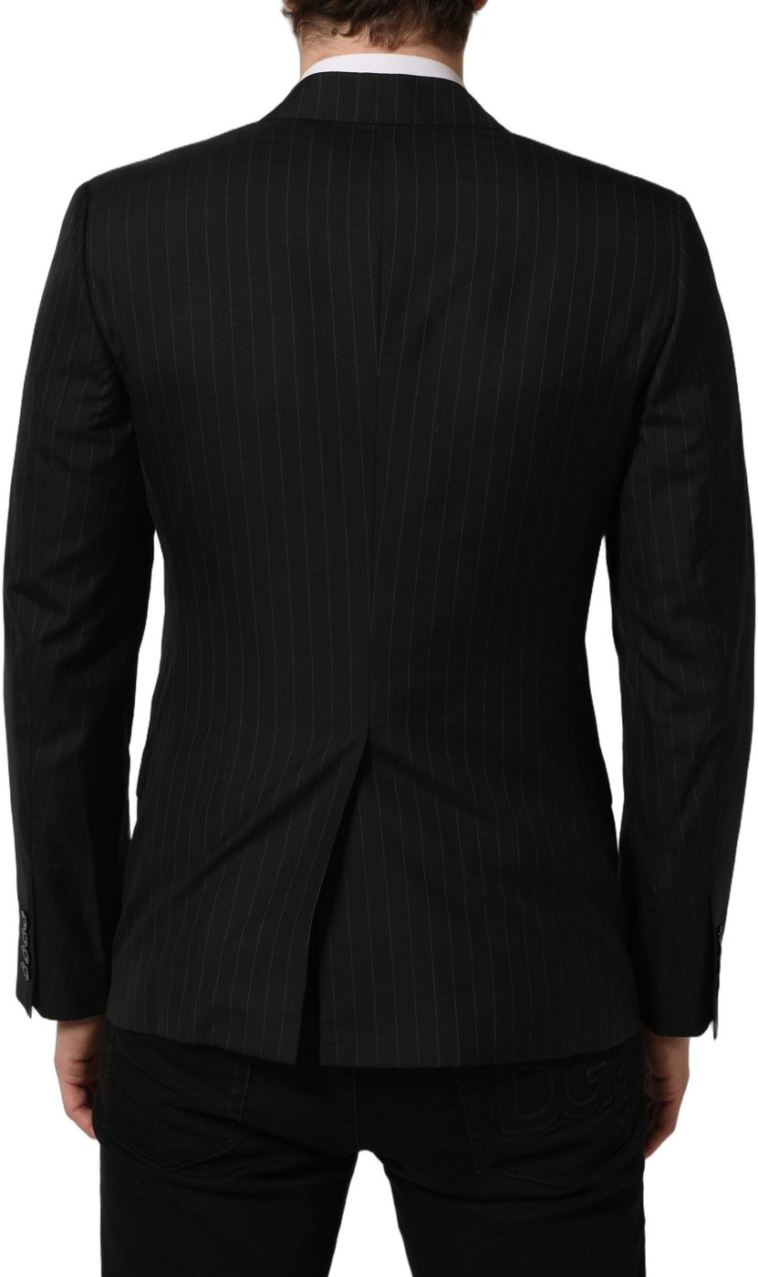 Dolce & Gabbana Dark Gray Stripes Wool Single Breasted Blazer