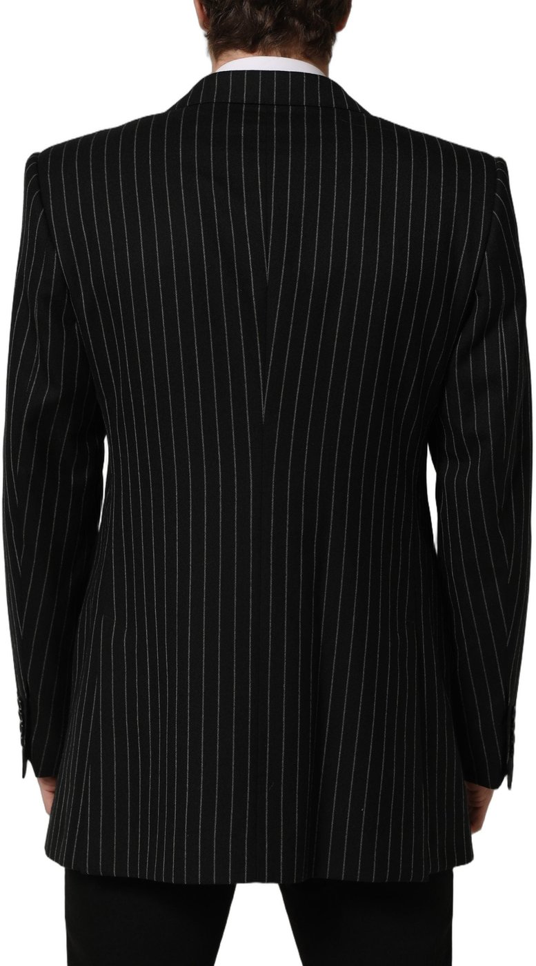 Dolce & Gabbana Dark Gray Stripes Wool Single Breasted Blazer