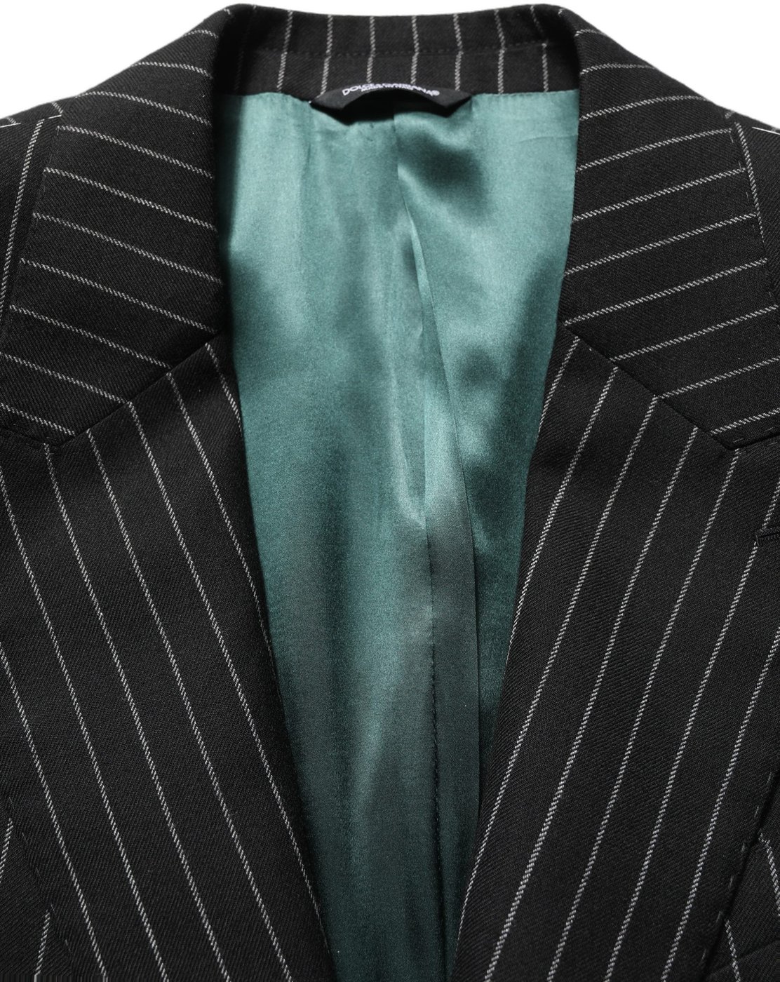 Dolce & Gabbana Dark Gray Stripes Wool Single Breasted Blazer