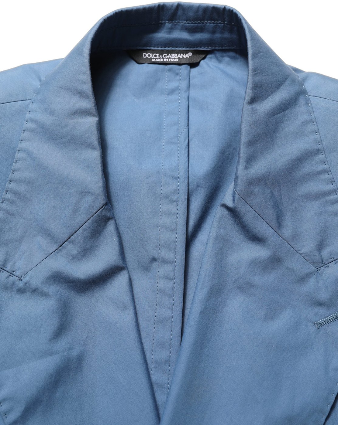 Dolce & Gabbana Blue Cotton Double Breasted Men Coat Blazer