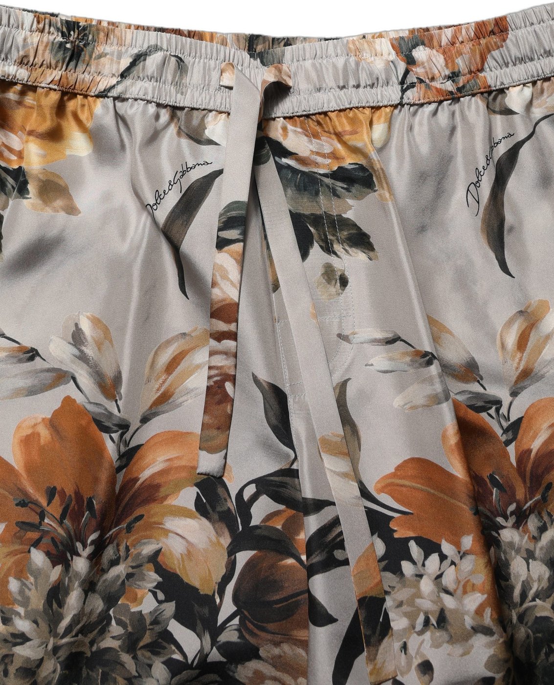Dolce & Gabbana Beige Floral Print Silk Men Bermuda Shorts