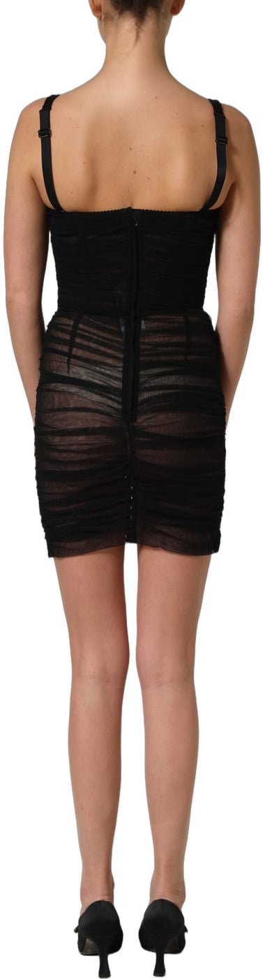 Dolce & Gabbana Black Bodycon Fitted Corset Style Mini Dress
