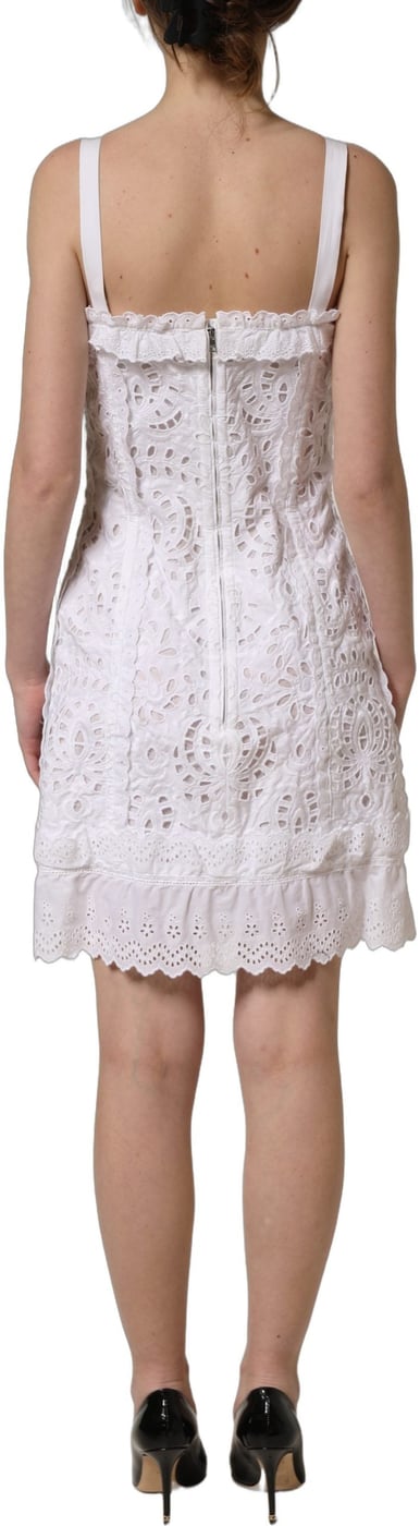 Dolce & Gabbana White Broderie Anglaise Cotton Mini Dress