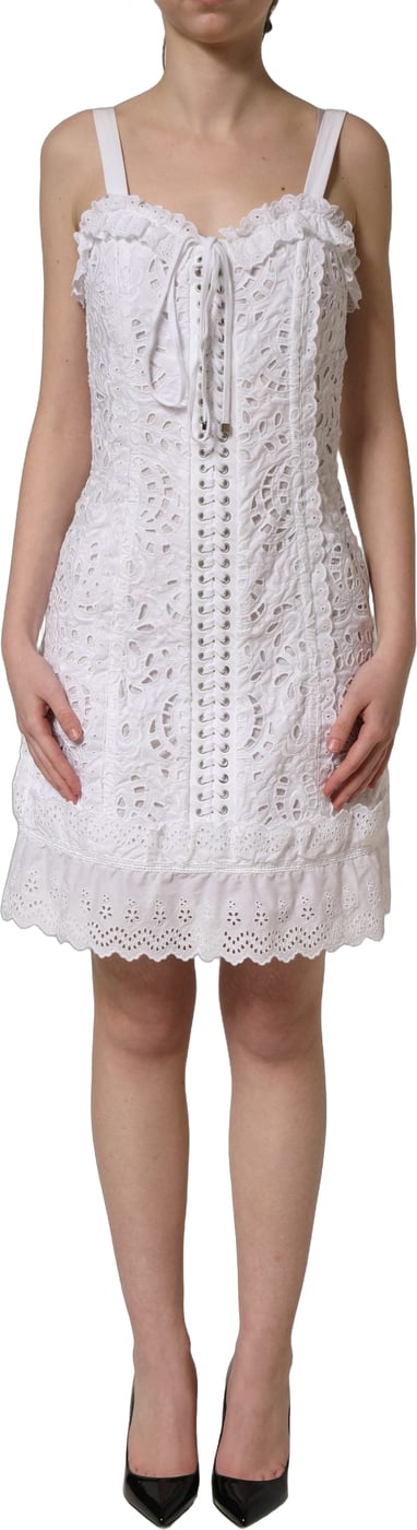 Dolce & Gabbana White Broderie Anglaise Cotton Mini Dress