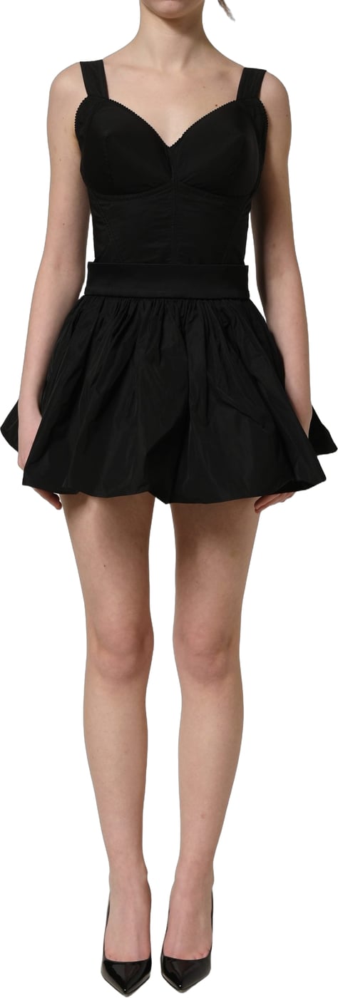 Dolce & Gabbana Black Nylon A-Line Sleeveless Mini Dress