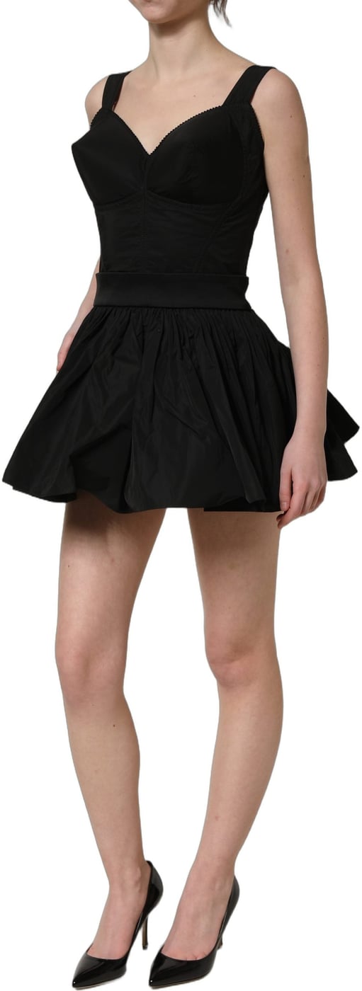 Dolce & Gabbana Black Nylon A-Line Sleeveless Mini Dress