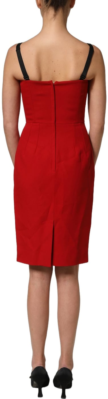 Dolce & Gabbana Red Stretch Bodycon Sheath Knee Length Dress