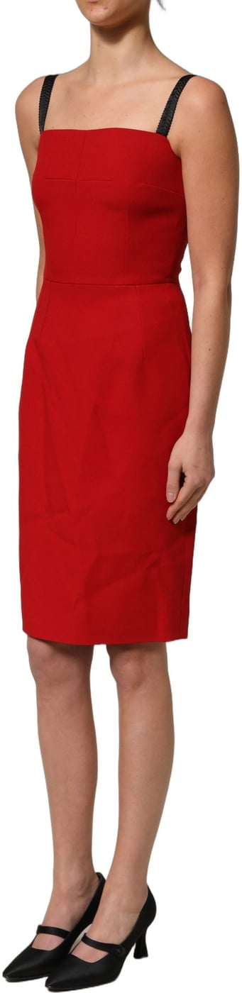 Dolce & Gabbana Red Stretch Bodycon Sheath Knee Length Dress