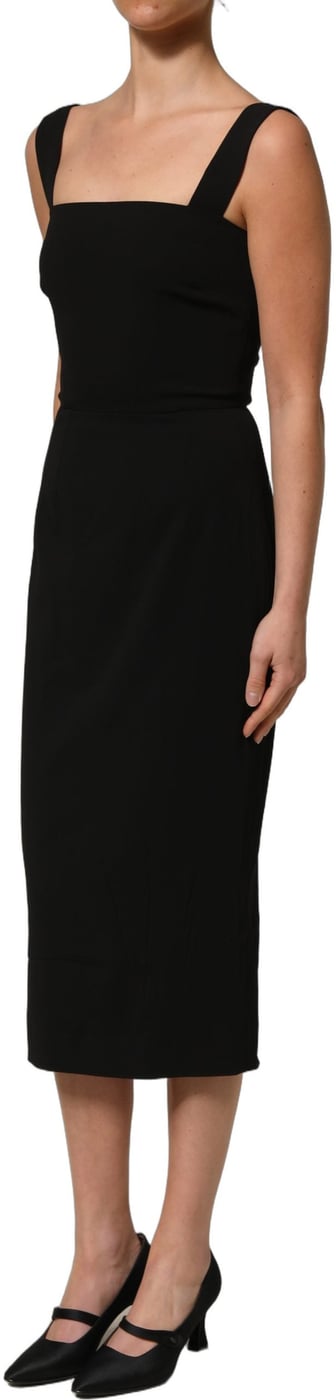 Dolce & Gabbana Black Viscose Stretch Sheath Midi Dress