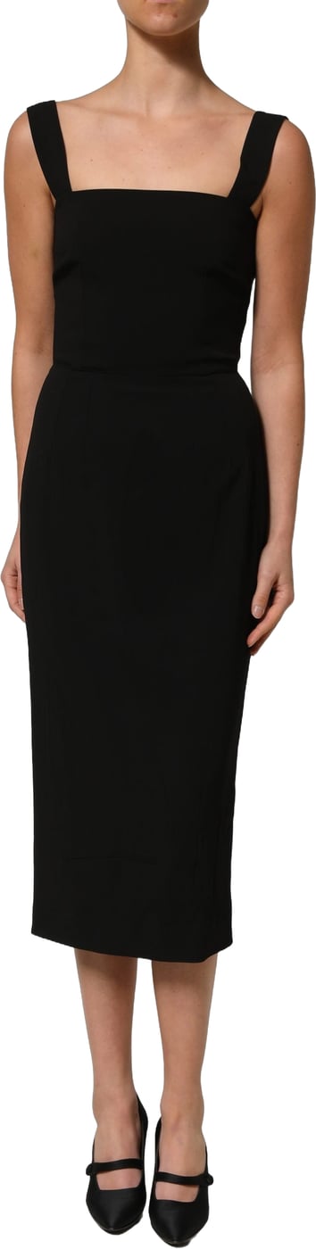 Dolce & Gabbana Black Viscose Stretch Sheath Midi Dress