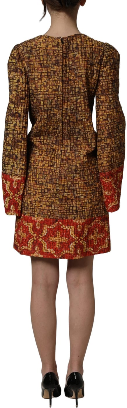 Dolce & Gabbana Multicolor Mosaic Long Sleeves Mini Dress