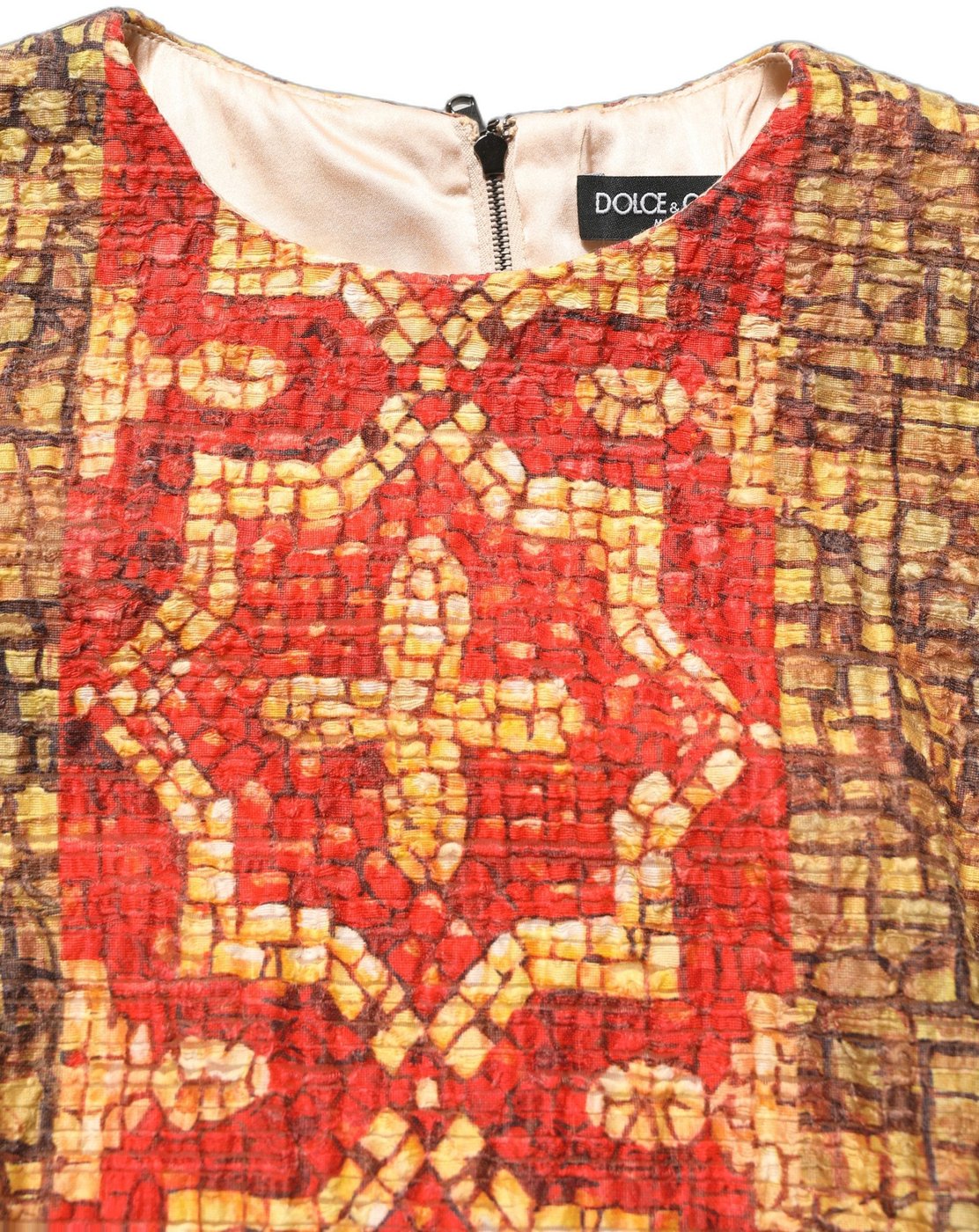 Dolce & Gabbana Multicolor Mosaic Long Sleeves Mini Dress