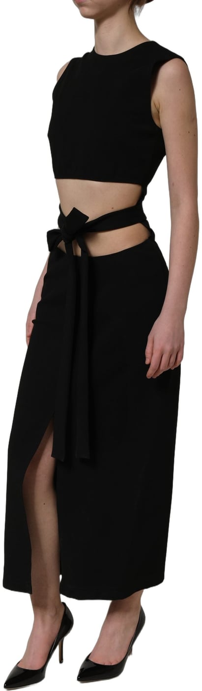 Dolce & Gabbana Black Cut Out Detail Sleeveless Maxi Dress