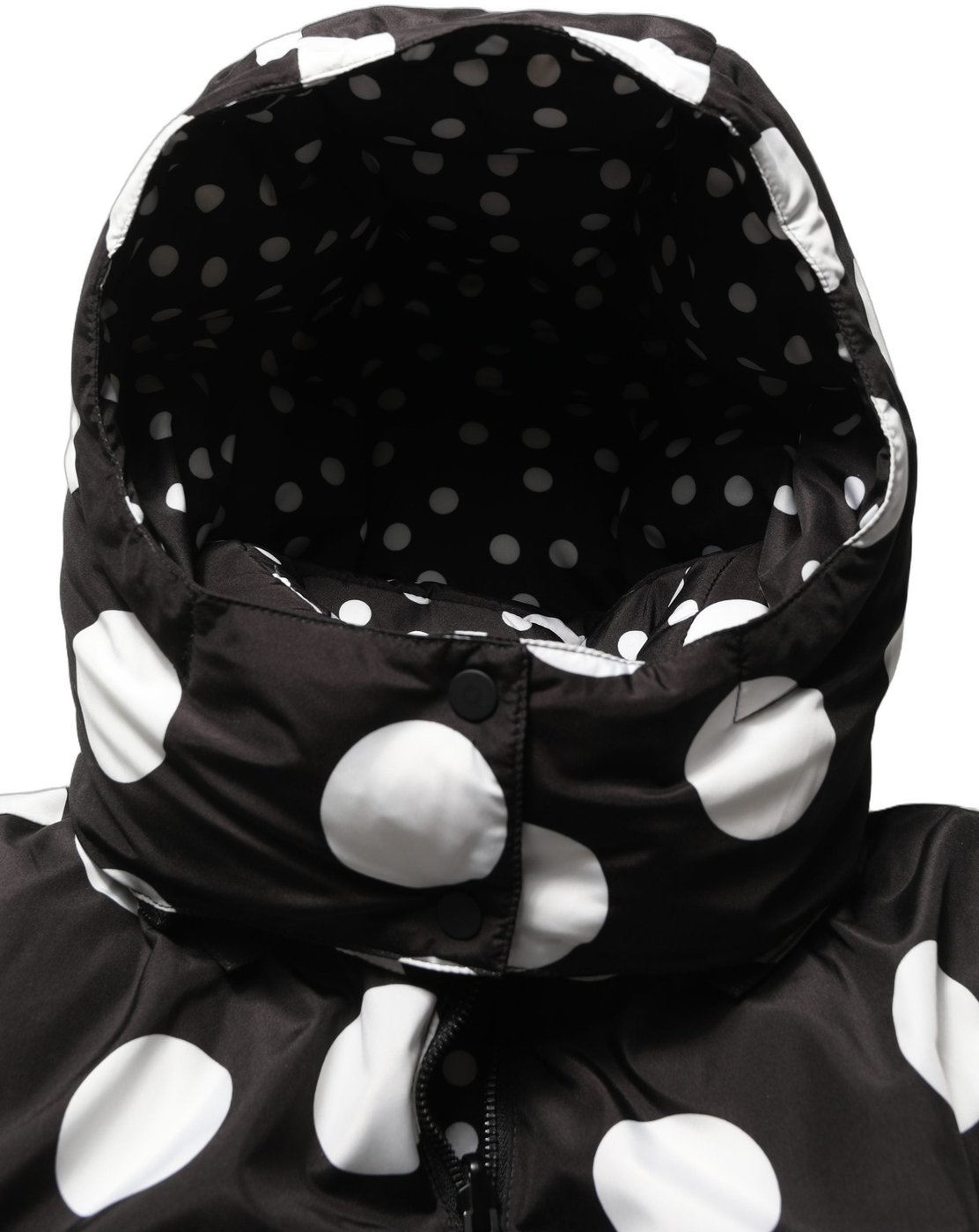 Dolce & Gabbana Black White Polka Dot Hooded Blouson Jacket