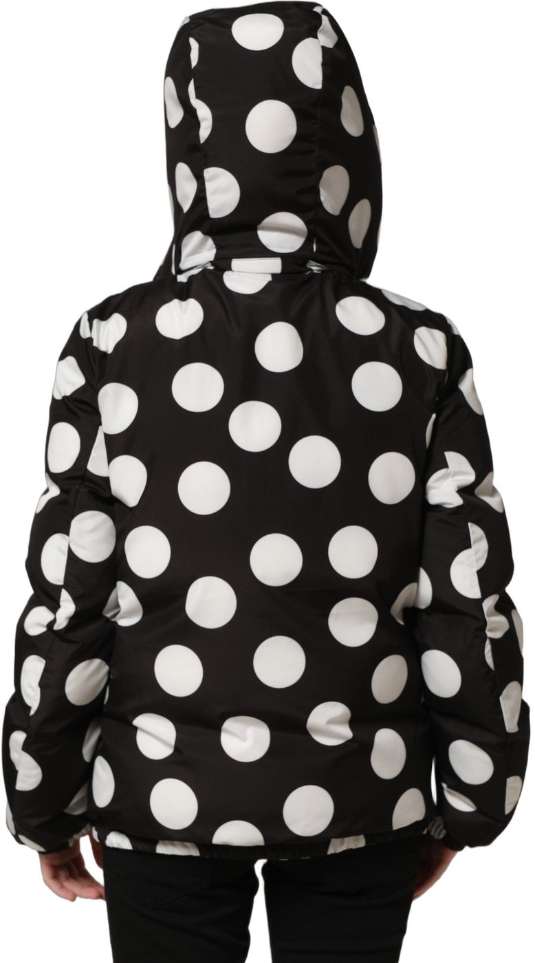 Dolce & Gabbana Black White Polka Dot Hooded Blouson Jacket