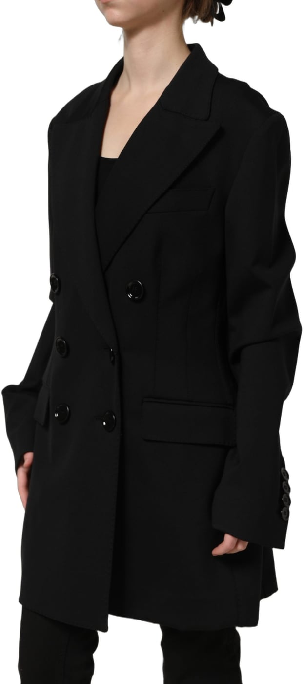 Dolce & Gabbana Black Double Breasted Crepe Blazer Jacket