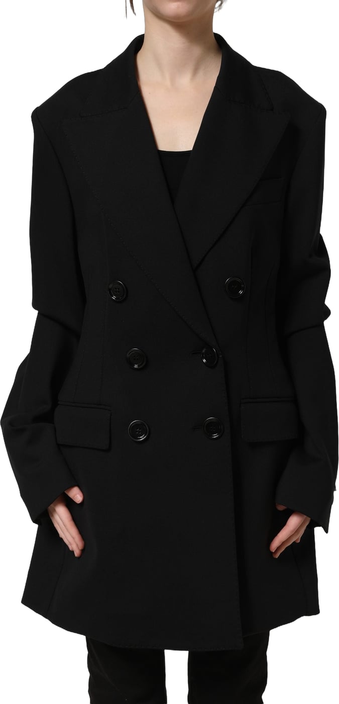 Dolce & Gabbana Black Double Breasted Crepe Blazer Jacket