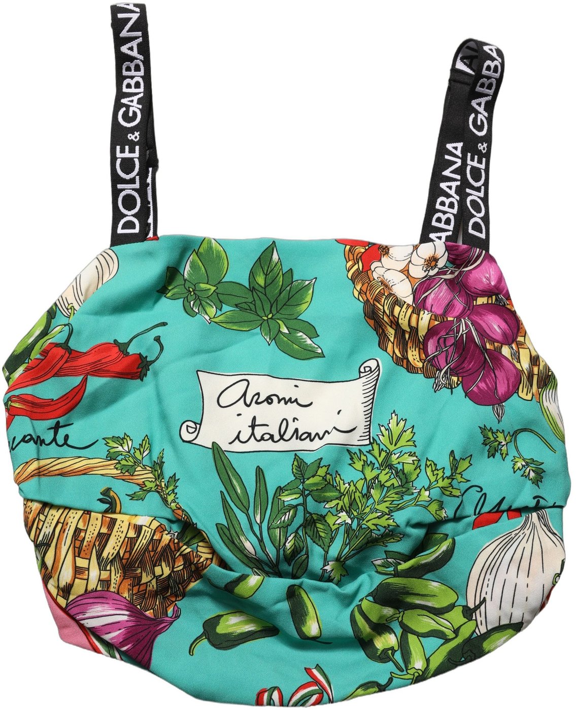 Dolce & Gabbana Multicolor Silk Vegetable Print Cropped Top