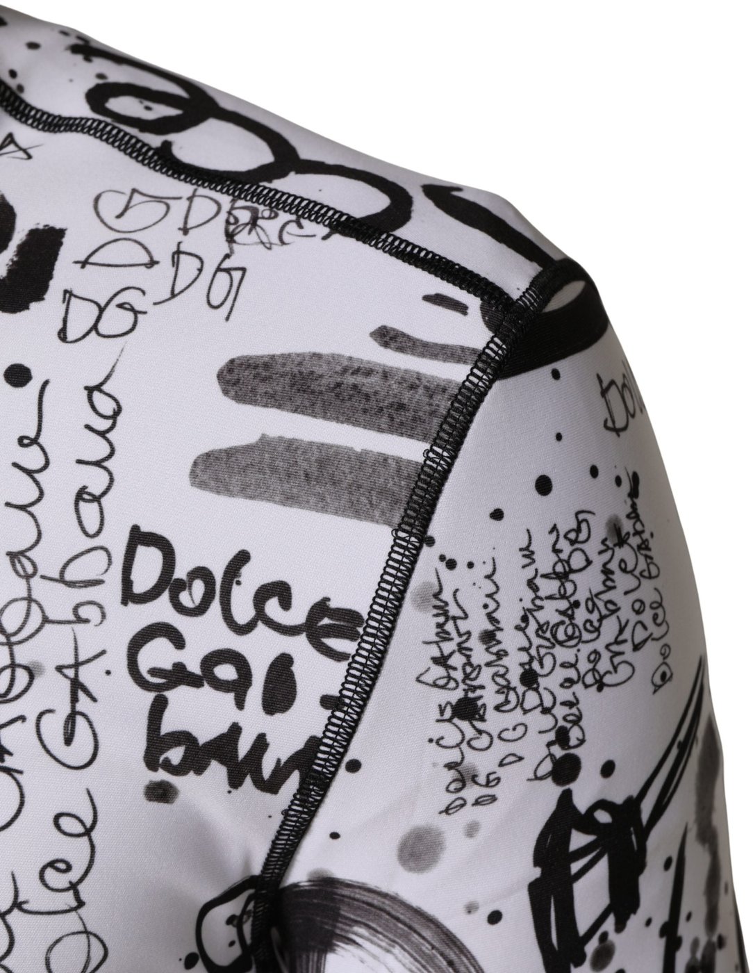 Dolce & Gabbana White Jersey Graffiti Print Balaclava Hood Sweater