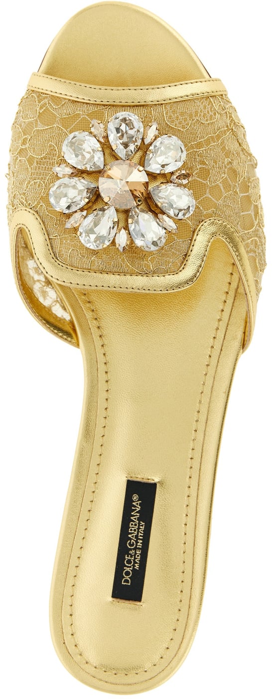 Dolce & Gabbana Gold Polyamide Slides
