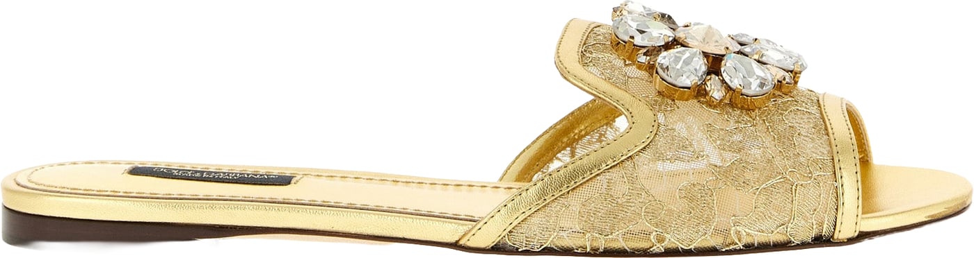 Dolce & Gabbana Gold Polyamide Slides