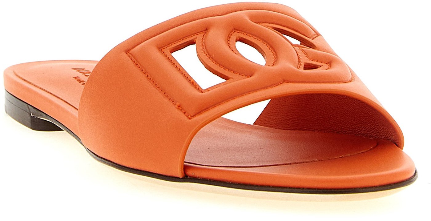 Dolce & Gabbana Orange Calfskin Slides