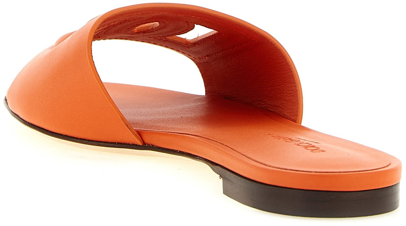 Dolce & Gabbana Orange Calfskin Slides