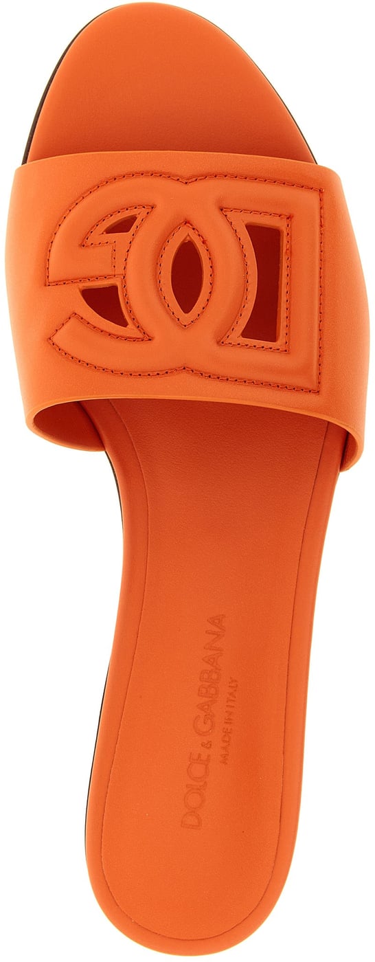 Dolce & Gabbana Orange Calfskin Slides