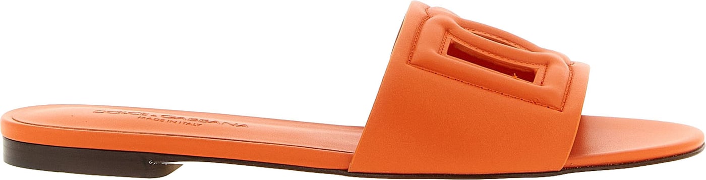 Dolce & Gabbana Orange Calfskin Slides