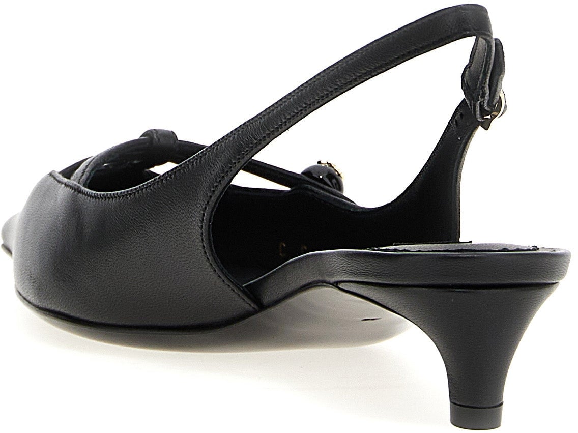 Dolce & Gabbana Black Lamb Leather Mid Heel Pumps