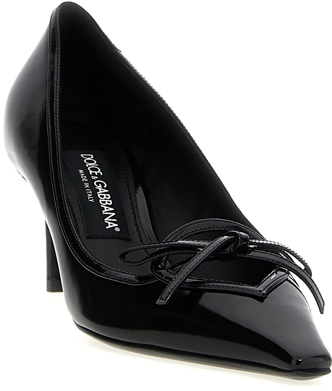 Dolce & Gabbana Black Calfskin Mid Heel Pumps