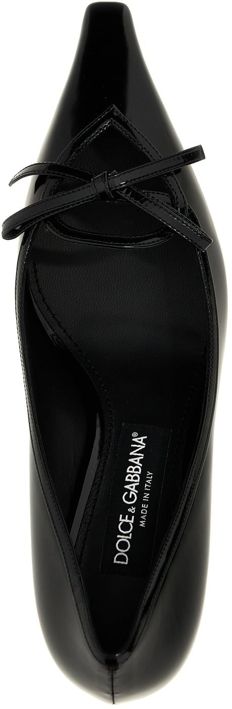 Dolce & Gabbana Black Calfskin Mid Heel Pumps