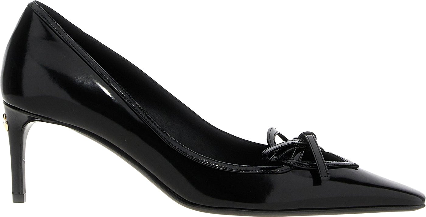Dolce & Gabbana Black Calfskin Mid Heel Pumps
