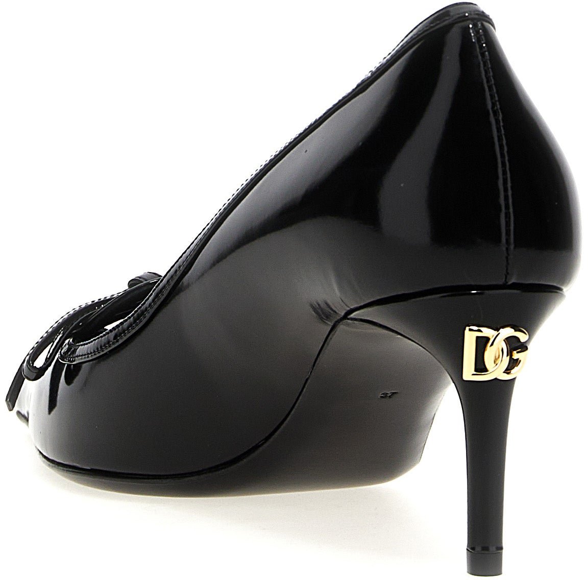 Dolce & Gabbana Black Calfskin Mid Heel Pumps