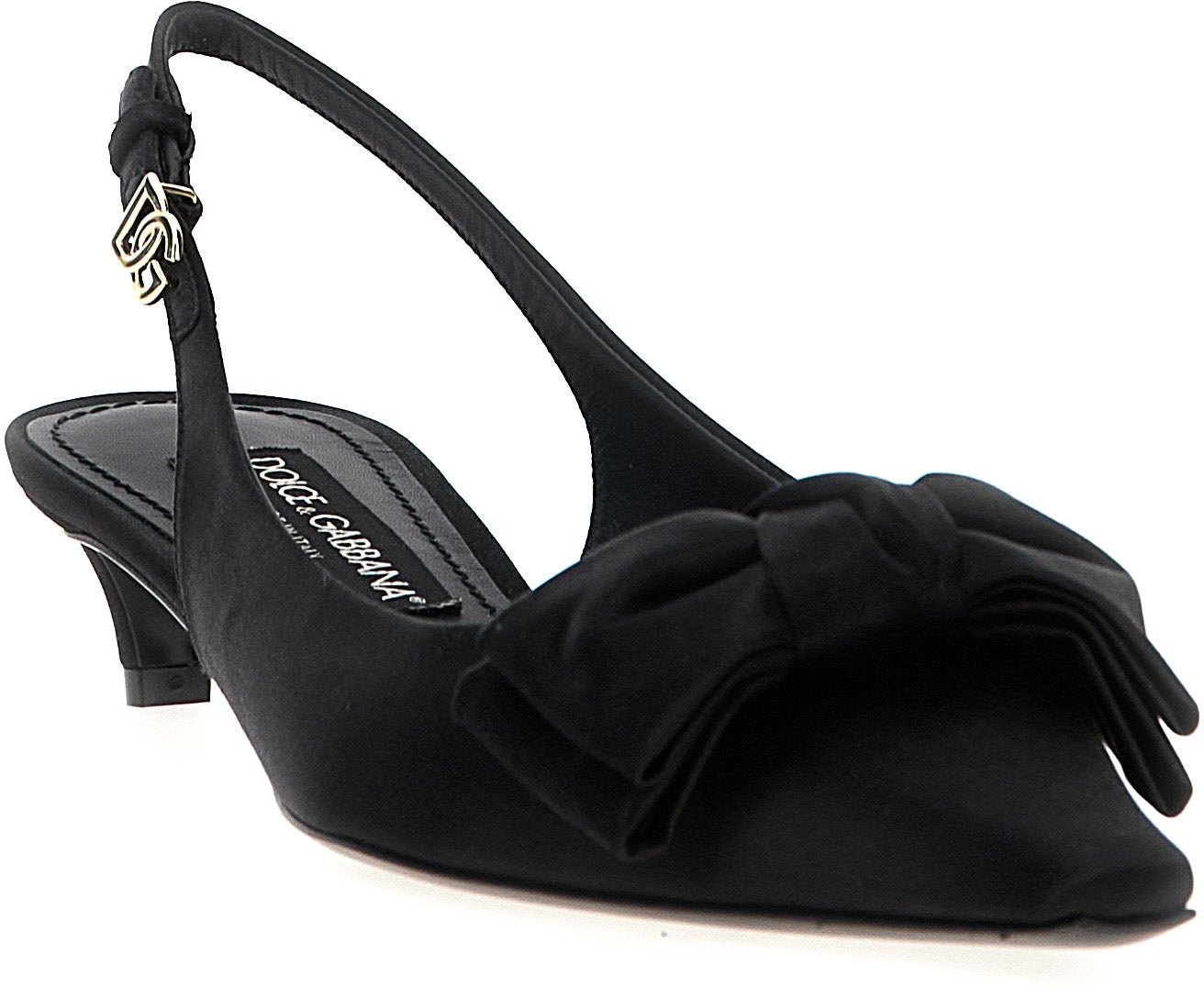 Dolce & Gabbana Black Viscose Mid Heel Pumps