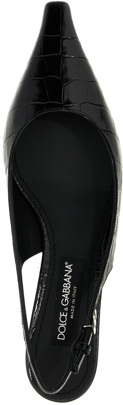 Dolce & Gabbana Black Calfskin Mid Heel Pumps