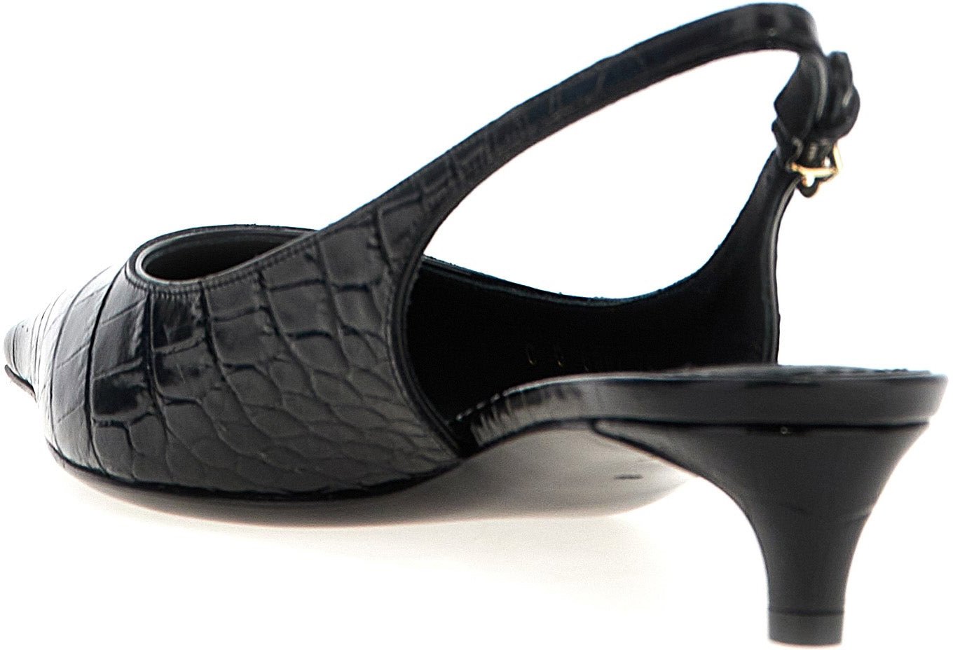 Dolce & Gabbana Black Calfskin Mid Heel Pumps