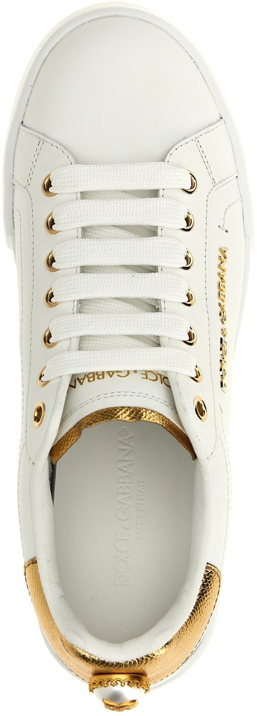 Dolce & Gabbana Gold Calfskin Low Top Sneakers